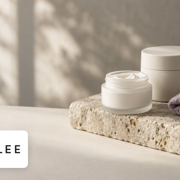 Indie Lee logo with skincare jars